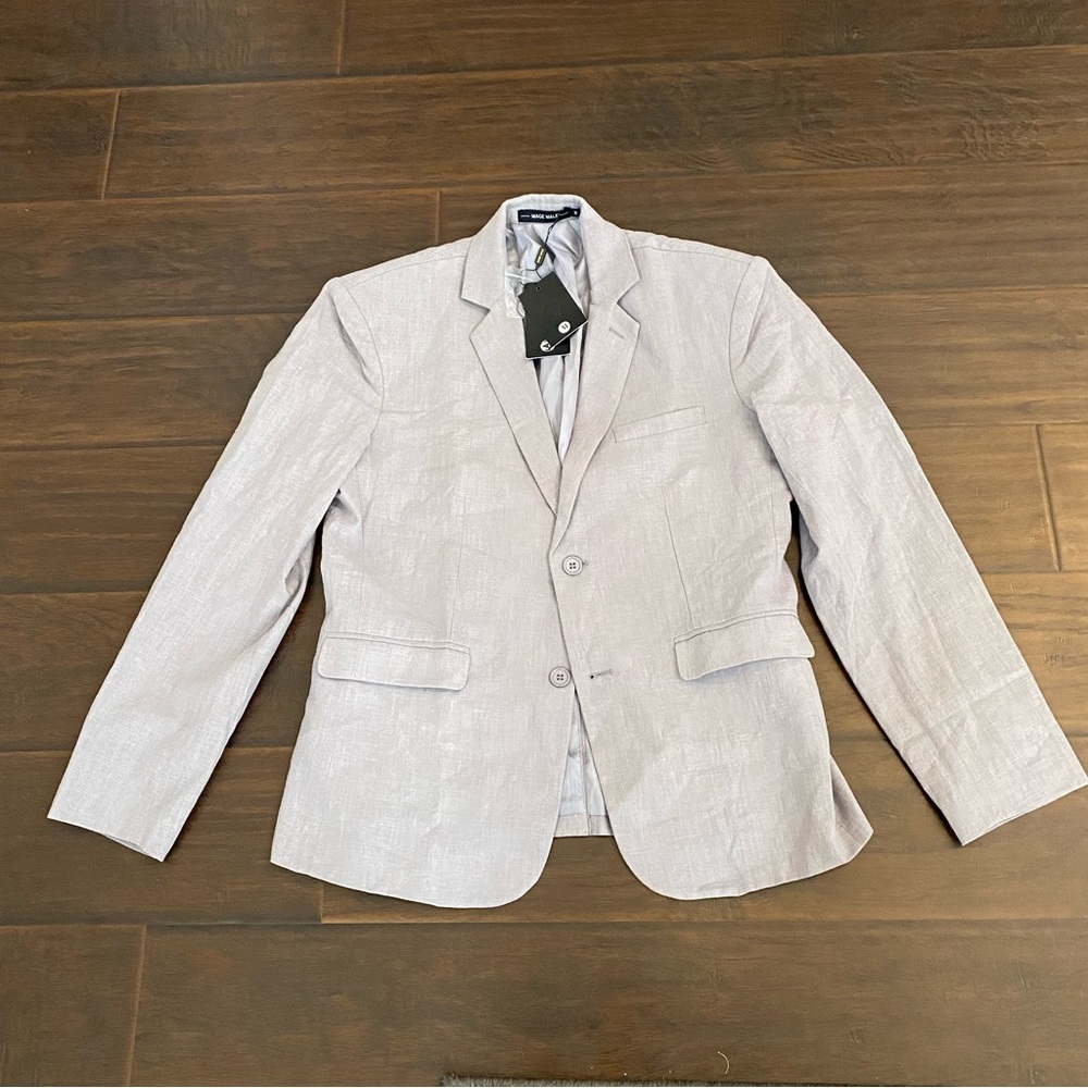 New Mage Male  grey 2 buttons whole sleeve 80% linen coat men’s size M or 40S